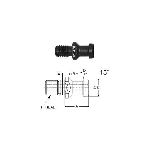 Briney Tooling B711-23-HTHS Retention Knob, 5/8-11 Thread, 15 deg Angle, 0.747 in Knob Dia, CAT40 Taper, Yes Through Coolant (Yes/No)