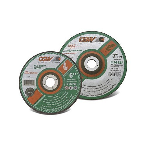 CGW® 35651 Depressed Center Wheel, 9 in Wheel Dia, 1/8 in Wheel Thickness, 5/8-11 in Center Hole, 24 Grit, Silicon Carbide Abrasive