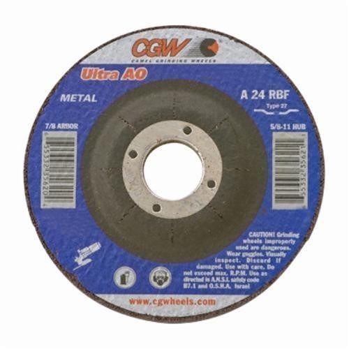 CGW® 35666 Grinding Wheel, 4-1/2 in Wheel Dia, 1/8 in Wheel Thickness, 7/8 in Center Hole, A24T Grit, Aluminum Oxide Abrasive