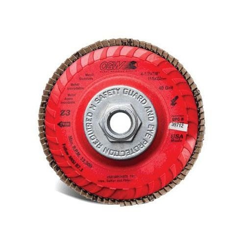 CGW® 39714 Flap Disc, 4-1/2 in Disc Dia, 60 Grit, Coarse Grade, Zirconia Alumina Abrasive, Contaminate-Free Compact Disc