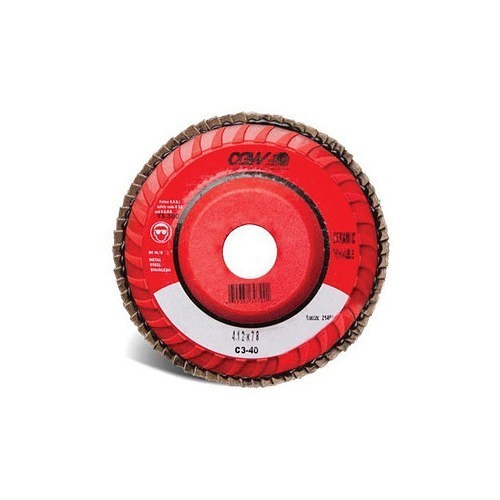 CGW® 42942 Flap Disc, 4-1/2 in Disc Dia, 7/8 in Center Hole, 40 Grit, Coarse Grade, Ceramic Grain Abrasive, Compact Trimmable Disc
