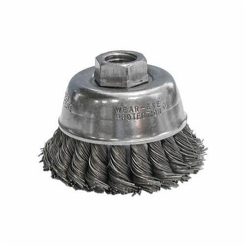 CGW® 60535 Cup Brush, 2-3/4 in Brush Dia, 5/8-11 Arbor Hole Size, 0.014 in Filament/Wire Diameter, Knot Filament/Wire Type, Carbon Steel Fill