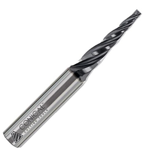 CONICAL™ 62176 Tapered End Mill, 0.5 in Cutter Dia, 0.75 in Length of Cut, 3 Flutes, 1/2 in Shank Dia