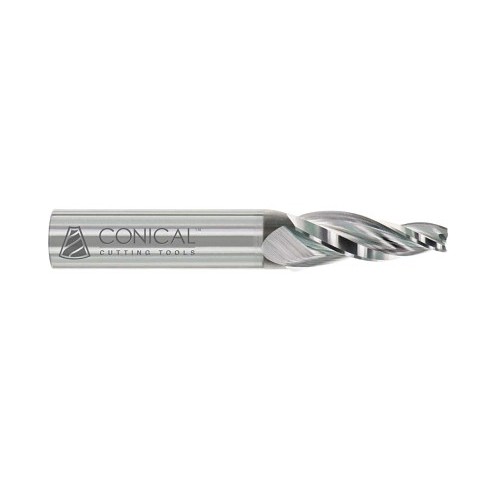 CONICAL™ D-609C Tapered End Mill, 3/8 in Cutter Dia, 2-1/4 in Length of Cut, 3 Flutes, 3/4 in Shank Dia, 4 in Overall Length