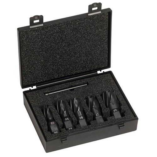 Champion XL100-SET Annular Cutter Set, 9/16 in Minimum Cutter Diameter, 1-1/16 in Maximum Cutter Diameter, 1 in Cutting Depth, Number of Pieces: 6, For RotoBrute Magnetic Drill Press Systems And Most Other Mag Drill Systems, High Speed Steel