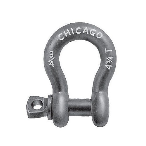 Chicago Hardware 1018491 Anchor Shackle, 3/4 in, 0.88 in Pin Dia, Screw Pin, 10450 lb Load, Carbon Steel Pin