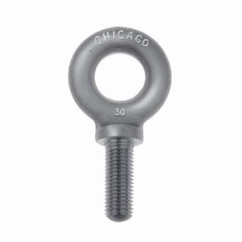 Chicago Hardware 12845 2 Shoulder Pattern Threaded Machinery Eye Bolt, 3/8-16, 1-1/4 in L Shank, Heat Treated Drop Forged Steel