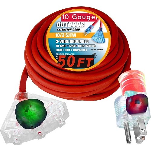 Construction Electrical CEP1058 Plug Extension Cord, 10/3 AWG, 50 ft Cord