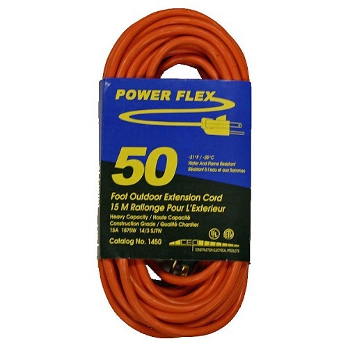 Construction Electrical CEP1450 Lighted Plug Extension Cord, 14/3 AWG, 8 ft Cord