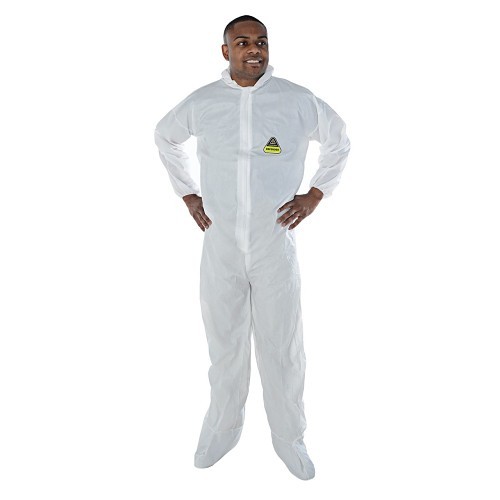 Cordova CORCPHB4XL Disposable Coverall, Male, 4X-Large, White, Polyolefin, 60-62 in Waist