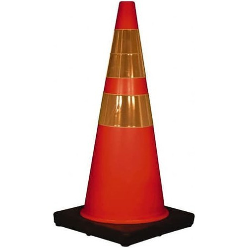 Cortina® 03-500-06/INTREN/LOGO Traffic Cone, 36 in Height, Orange Cone, 2 Collars, MUTCD, NChrP-350 Specifications Met, PVC Cone, PVC Collar, Reflective Collar