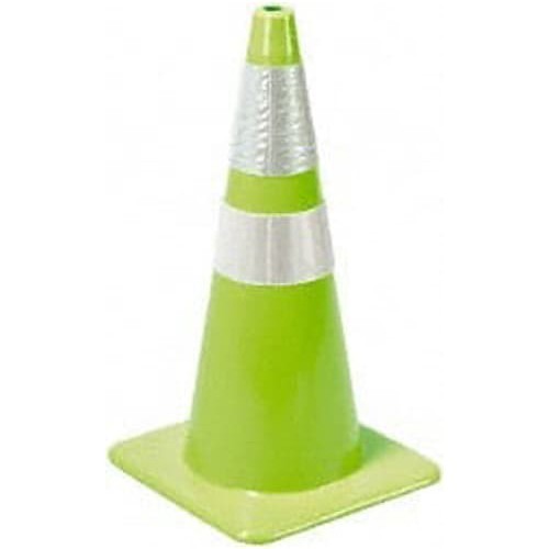 Cortina® 03-500-68 Traffic Cone, 28 in Height, Green Cone, 2 Collars, MUTCD Specifications Met, PVC Cone, PVC Collar, Reflective Collar