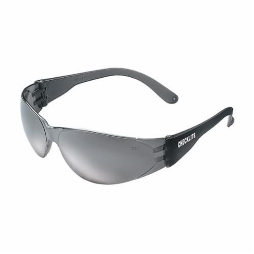 MCR Safety CL117 Safety Glass, Anti-Scratch Lens Coating, Silver Mirror Lens, Rimless Frame, Black Frame, Polycarbonate Frame, Polycarbonate Lens, ANSI Z87.1+, CSA Z94.3, Universal