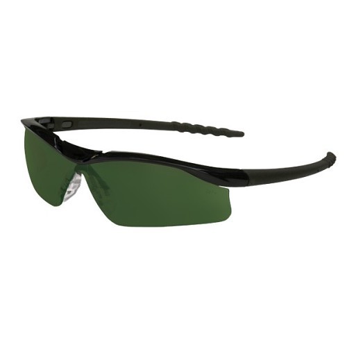 MCR Safety DL1150 Safety Glass, Duramass® Hard Coat Lens Coating, Green Filter 5.0 Lens, Wrap Around Frame, Black Frame, Polycarbonate Frame, ANSI Z87+, Universal