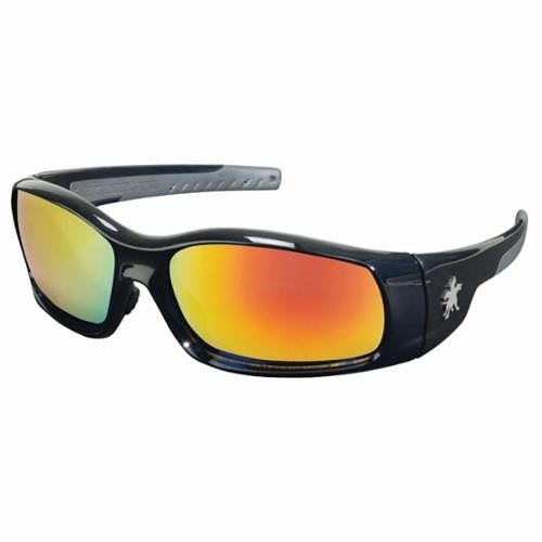 MCR Safety SR11R Safety Glass, Duramass® Hard Coat Lens Coating, Fire Mirror Lens, Full Framed Frame, Polished Black Frame, Polycarbonate Frame, Polycarbonate Lens, ANSI Z87+, Universal