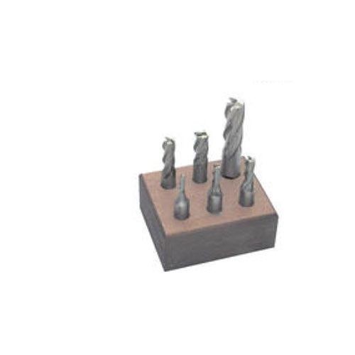 End Mill Set, 2 Flutes, 3/8, 1/2 in Shank Dia, Uncoated