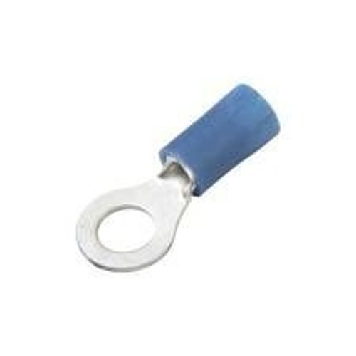 Ring Terminal, 16-14 AWG Conductor, Vinyl, Blue, Insulated, #10 Stud