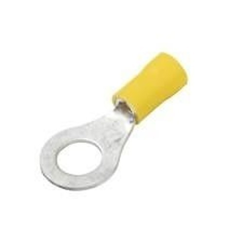 Ring Terminal, 12-10 AWG Conductor, Vinyl, Yellow, Insulated, Type 4, 3/8 in Stud