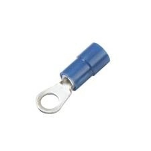 Ring Terminal, 16-14 AWG Conductor, Vinyl, Blue, Funnel Entry, 3/8 in Stud