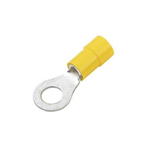 Ring Terminal, 12-10 AWG Conductor, Vinyl, Yellow, Funnel Entry, #8 Stud