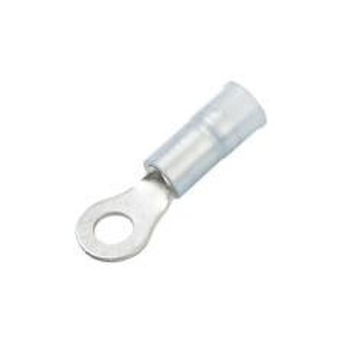 Ring Terminal, 16-14 AWG Conductor, Nylon/Brass, Blue, Sleeve, 3/8 in Stud