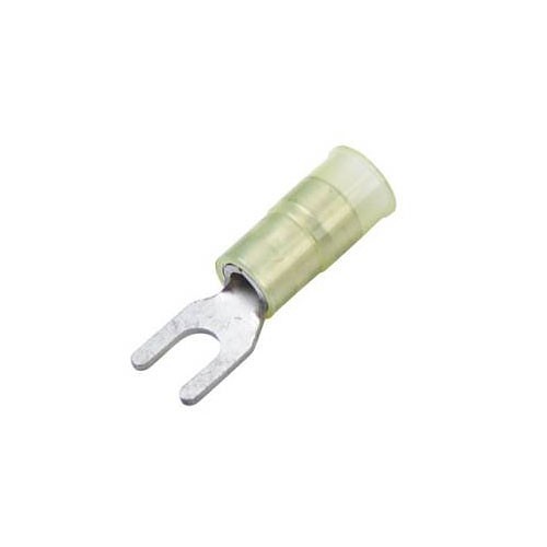 Spade Crimp Terminal, 12-10 AWG Conductor, Nylon, #8 Stud, Spade Tongue
