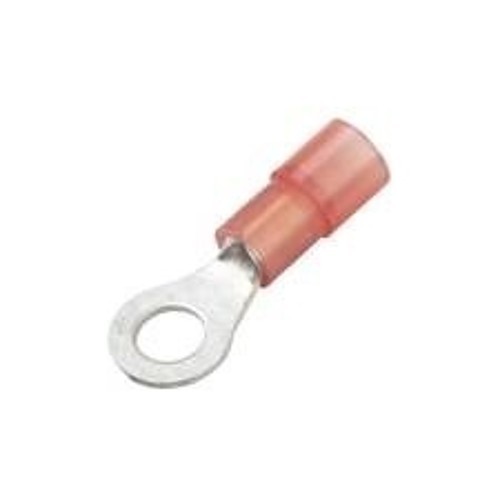 Ring Terminal, 22-18 AWG Conductor, Nylon, Red/Clear, 5/16 in Stud