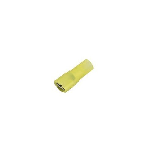 Female Crimp Terminal, 12 to 10 AWG Conductor, 0.032 x 0.250 in Tab, Yellow, Insulated: Vinyl Fully Insulated