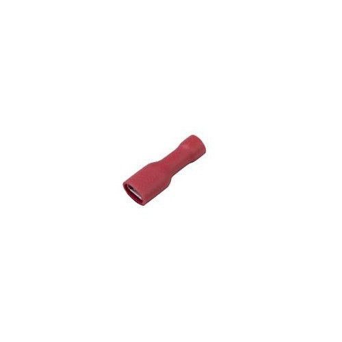 Female Crimp Terminal, 22 to 18 AWG Conductor, 0.020 x 0.110 in Tab, Red, Insulated: Vinyl Insulated
