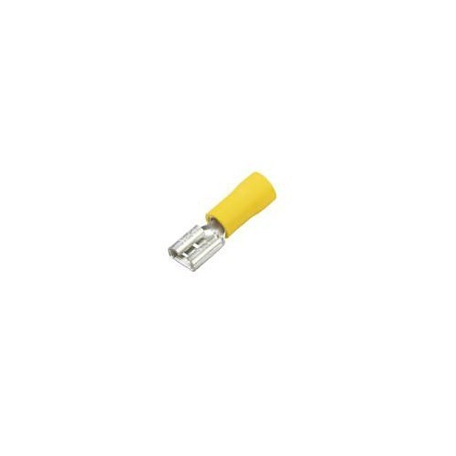 Female Crimp Terminal, 12 to 10 AWG Conductor, 0.032 x 0.250 in Tab, Yellow, Insulated: Vinyl Insulated