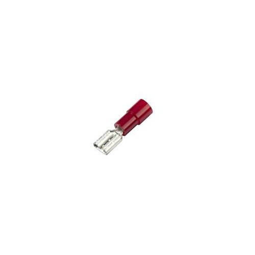 Female Crimp Terminal, 22 to 18 AWG Conductor, 0.032 x 0.250 in Tab, Red, Insulated: Vinyl Insulated