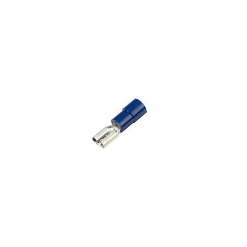 Female Crimp Terminal, 16 to 14 AWG Conductor, Blue, Insulated: Nylon Partially Insulated
