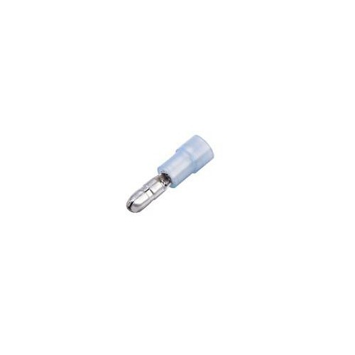 Bullet Crimp Terminals, 16 to 14 AWG Conductor, 0.156 in Diameter Bullet, Nylon Brass, Blue