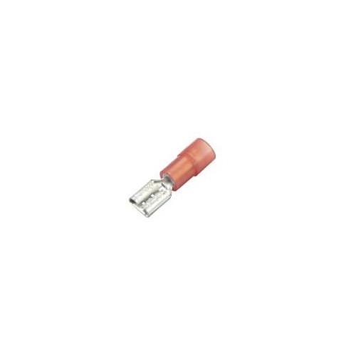 Female Crimp Terminal, 22 to 18 AWG Conductor, 0.032 x 0.250 in Tab, Red, Insulated: Nylon Insulated