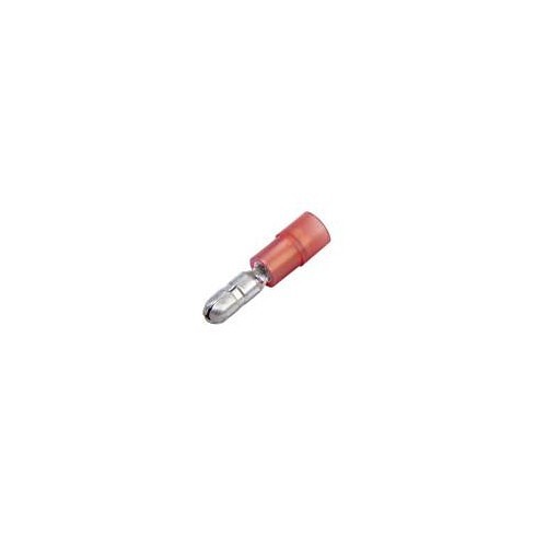 Bullet Crimp Terminals, 22 to 18 AWG Conductor, 0.156 in Diameter Bullet, Nylon, Red