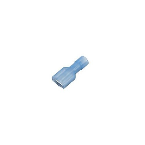 Female Crimp Terminal, 16 to 14 AWG Conductor, 0.032 x 0.250 in Tab, Blue, Insulated: Nylon Fully Insulated