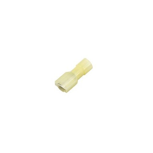 Female Crimp Terminal, 12 to 10 AWG Conductor, 0.032 x 0.250 in Tab, Yellow, Insulated: Nylon Fully Insulated