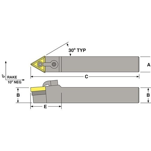 Turning Tool Holder, Style E Tool Holder, Neutral Cutting, 1 in Shank, 6 in Overall Length