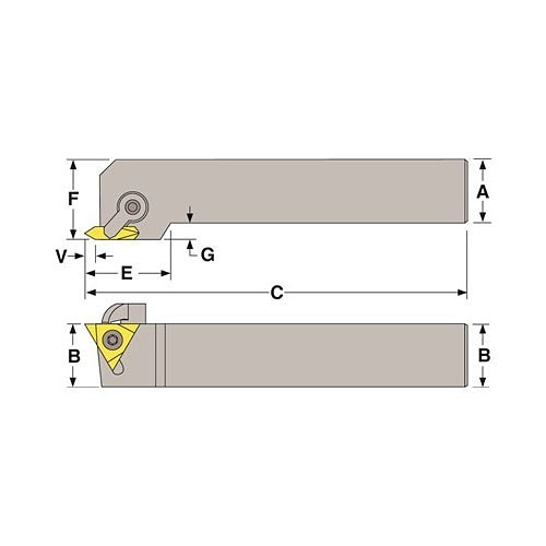 MTVOR123B-CN Indexable Threading Insert Holder, Right Hand Hand of Holder, Insert Compatibility: Tnmc 322