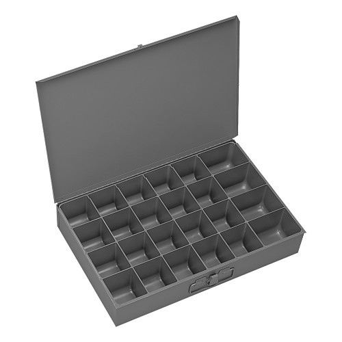 DURHAM MFG® 102-95 Compartment Box, 12 in Overall Length, 18 in Overall Width, 3 in Overall Height, 24 Drawers, Gray