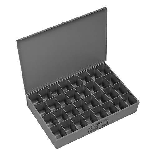 DURHAM MFG® 107-95 Scoop Box, 3-1/16 in Overall Height, 18-5/16 in Overall Width, 12-7/16 in Overall Depth, 32 Compartments, Gray