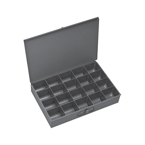 DURHAM MFG® 111-95 Scoop Box, 3-1/16 in Overall Height, 18-5/16 in Overall Width, 12-7/16 in Overall Depth, 20 Compartments, Gray