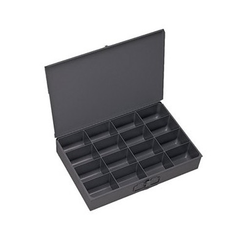 DURHAM MFG® 113-95 Large Compartment Box With Catch, 12 in L x 18 in W x 3 in H, 16 Compartments