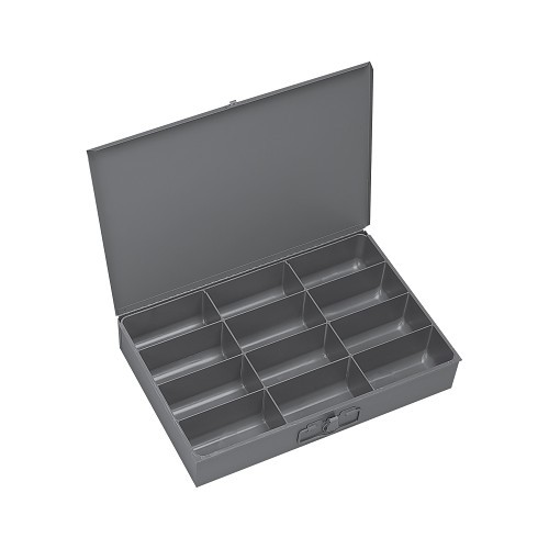 DURHAM MFG® 115-95 Scoop Box, 3-1/16 in Overall Height, 18-5/16 in Overall Width, 12-7/16 in Overall Depth, 12 Compartments, Gray