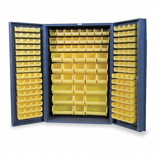 DURHAM MFG® DC48-176-1795 Bin Cabinet, 176 Bins, Yellow, 24 in Overall Length, 48 in Overall Width, 72 in Overall Height