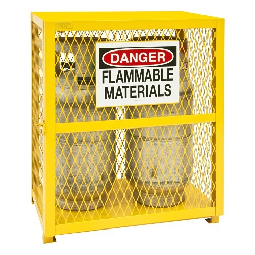 DURHAM MFG® EGCVC2-50 Gas Cylinder Cabinet/Cage, 2 um, 35 in Height, 30-1/4 in Width, 20 in D, Steel Roof, Iron, Yellow