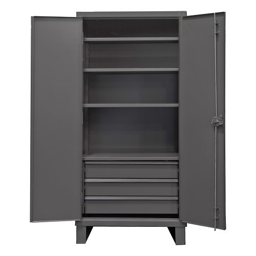 DURHAM MFG® HDCD243678-3B95 Storage Cabinet, 1900 lb Shelf, 400 lb Cabinet, 78 in Height, 36 in Width, 24 in D, 3 Drawers