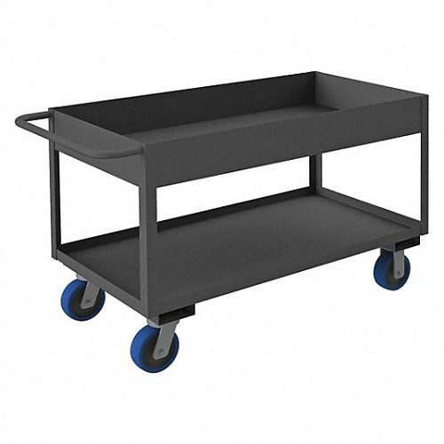 DURHAM MFG® RSC6-2436-2-3.6K-6PU-95 Utility Cart, 37 in Overall Length, 24-1/4 in Overall Width, 37 in Overall Height, 3600 lb Load, Gray