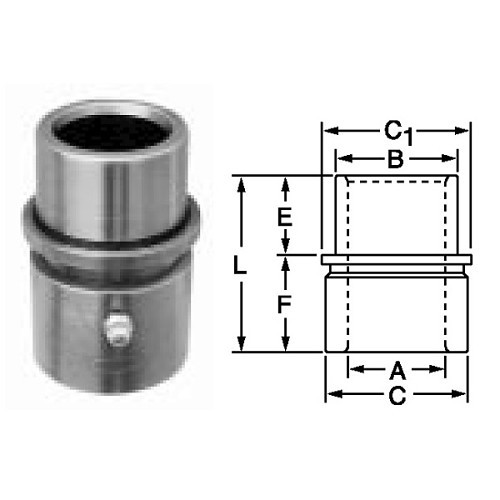 Dayton Lamina DANLY IEM™ 6-16-24 Shoulder Bushing, 2 in Inside Dia, 3-5/8 in Overall Length, 3.064 in Collar Dia