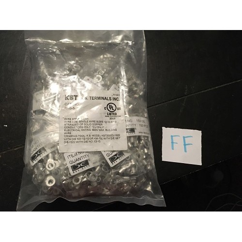 Ring Terminal, 22-18 AWG Conductor, Non-Insulated, Standard, #10 Stud, Nickel Plated